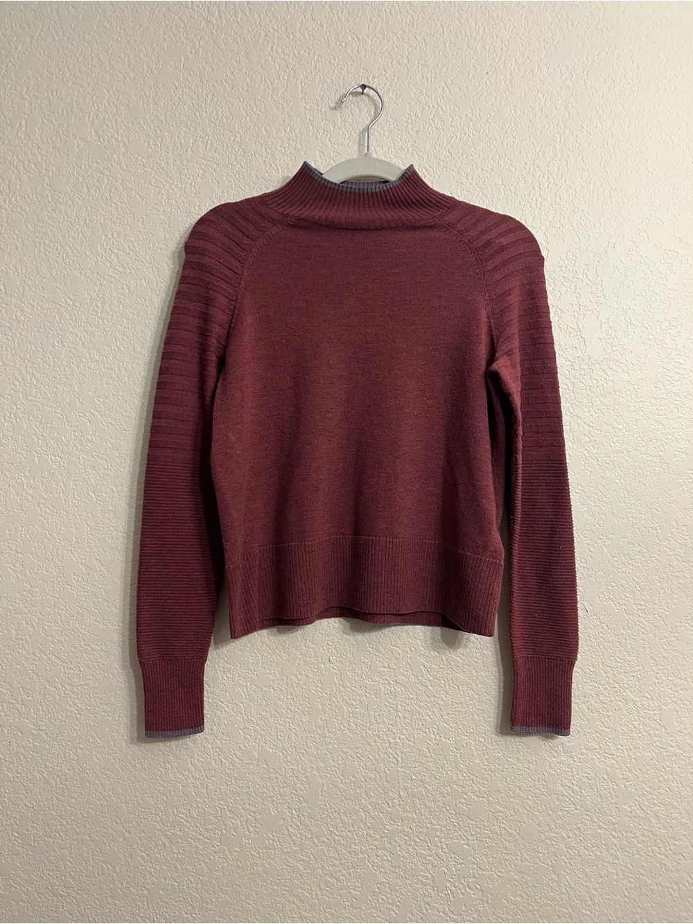 Smartwool Ribbed Mock Neck Sweater in Burgundy
